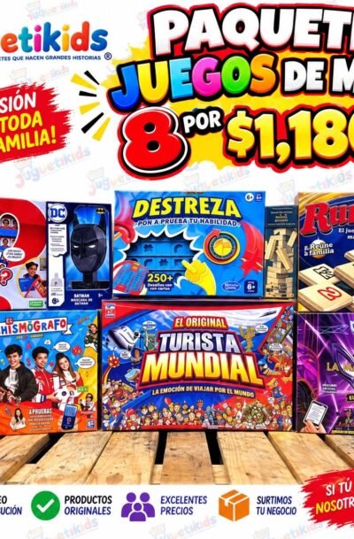 PAQUETE JUEGOS DE MESA 8 PIEZAS POR $1,180