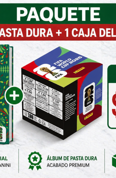 Paquete caja de 100 sobres y álbum de pasta dura