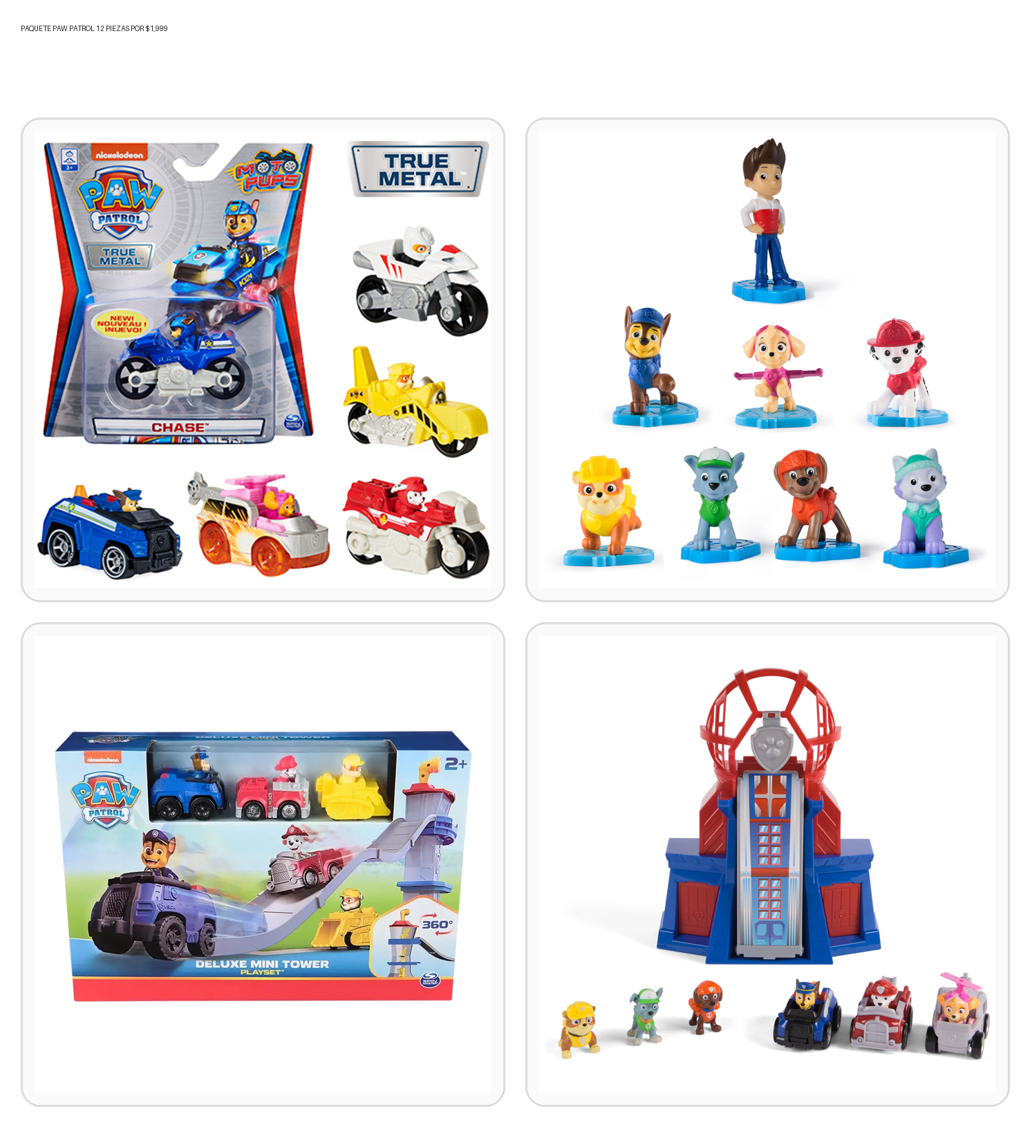 PAQUETE PAW PATROL 12 PIEZAS POR $1,999