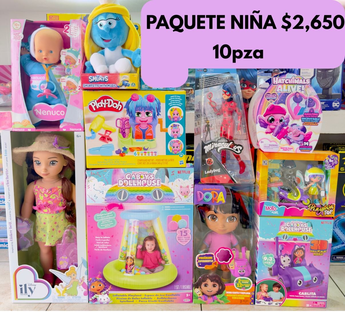 PAQUETE DE NIÑA DIA DEL NIÑO PREMIUM 10 PIEZAS $2650