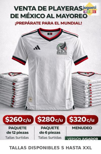 Paquete de 12 playeras de México color blanca